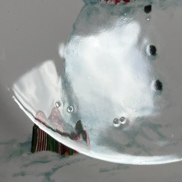 Pair of Pier 1 Winter Wonders Ironstone 9" Salad Plates Christmas Snowman Bird - Picture 8 of 8